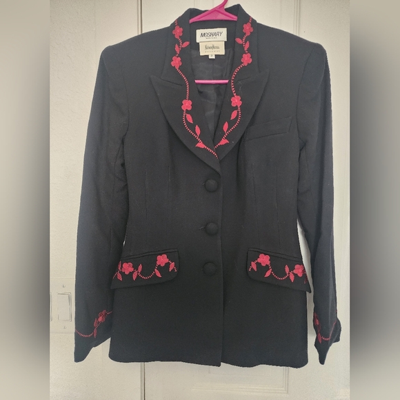 Vintage Moshary, blazer, size 2, red and black, wool. - Picture 1 of 11